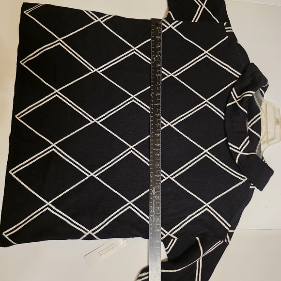 NWT Chico's Diamond Jacquard Classic Funnel Knit Pullover Top 3/4 Sleeve Sz 1 - Picture 12 of 12